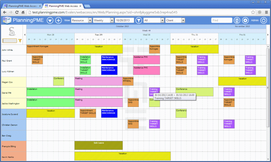 Ideal on-line schedule for manage your resources | PlanningPME