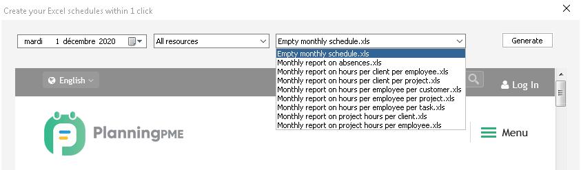 create a planning in Excel