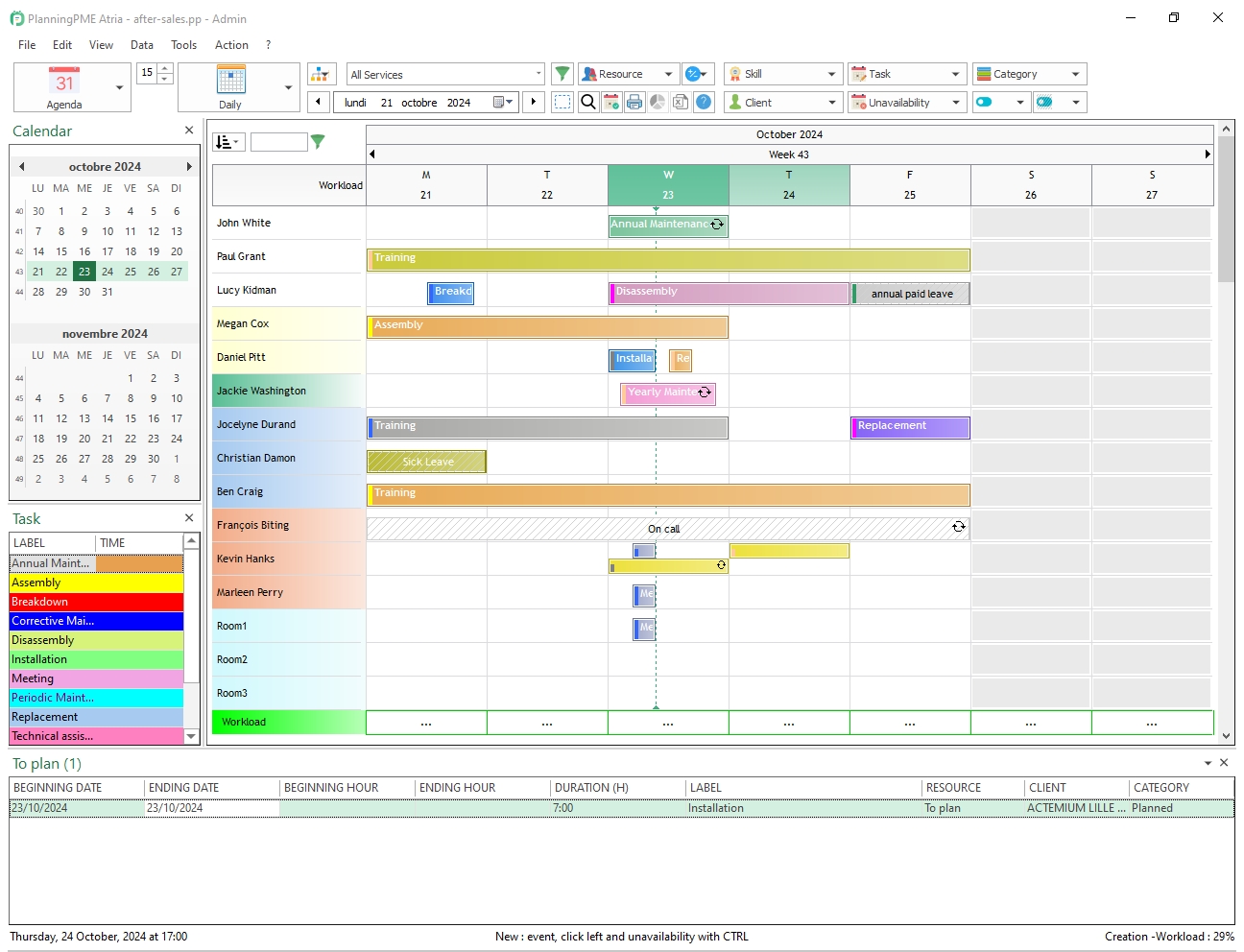 Adapt the drawing space on the schedule