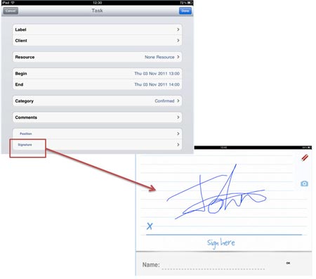 Assign a signature during an intervention