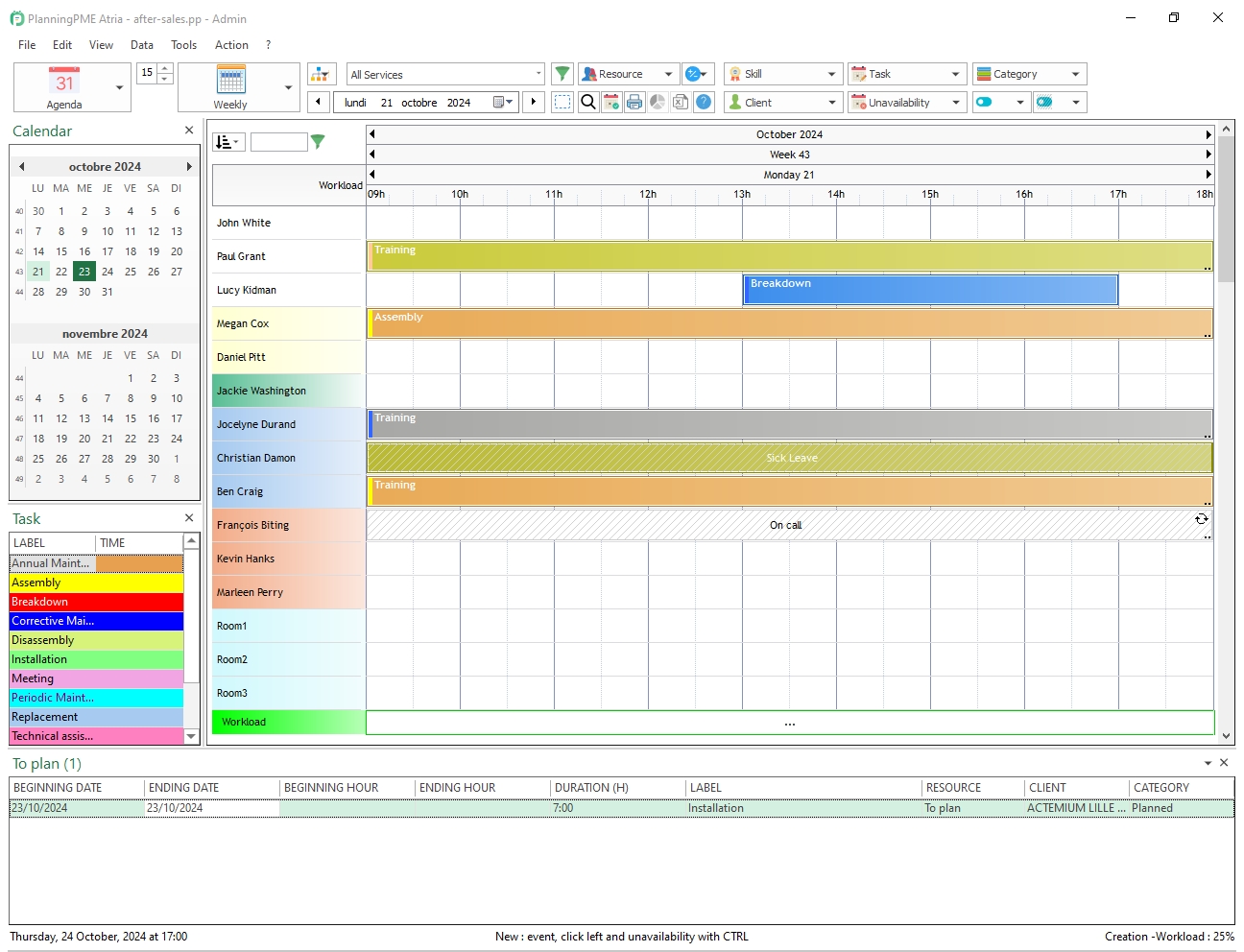 You can choose the color of the rectangle based on the task label, while even defining colors for the client according to various criteria such as: