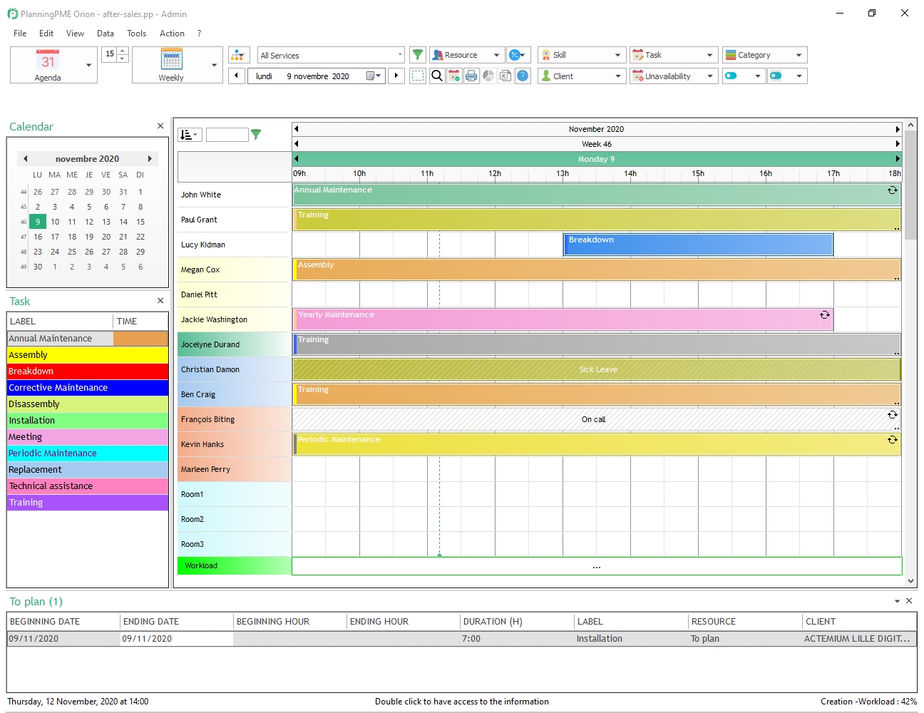 You can choose the color of the rectangle based on the task label, while even defining colors for the client according to various criteria such as: