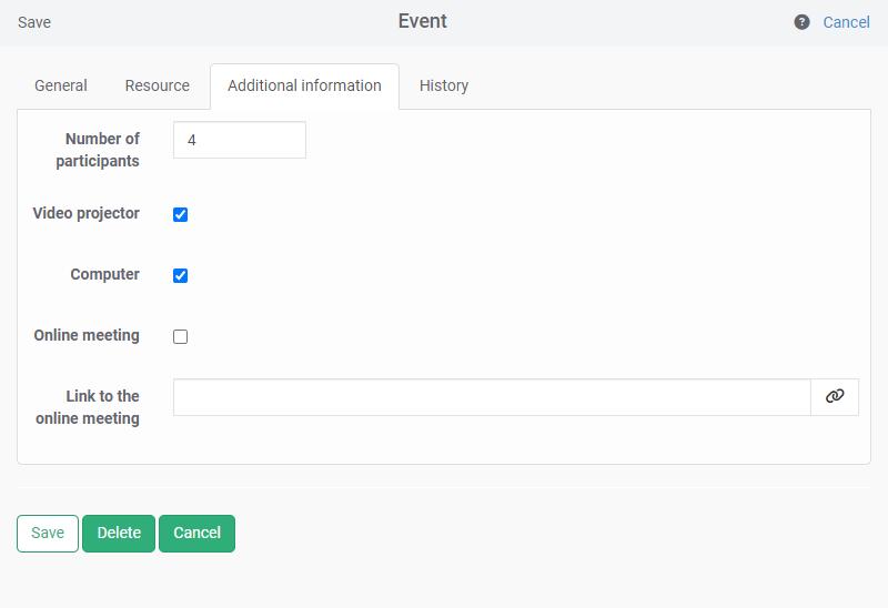 Custom fields Customisation of planning data according to the needs and criteria of rooms and events