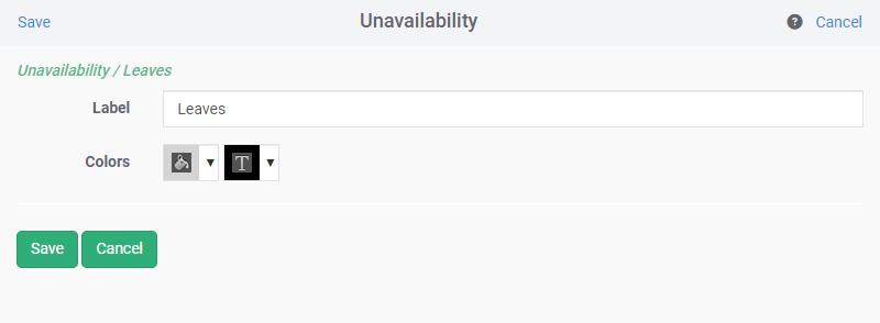 Personalising your list of absences, holidays and other cases of unavailability