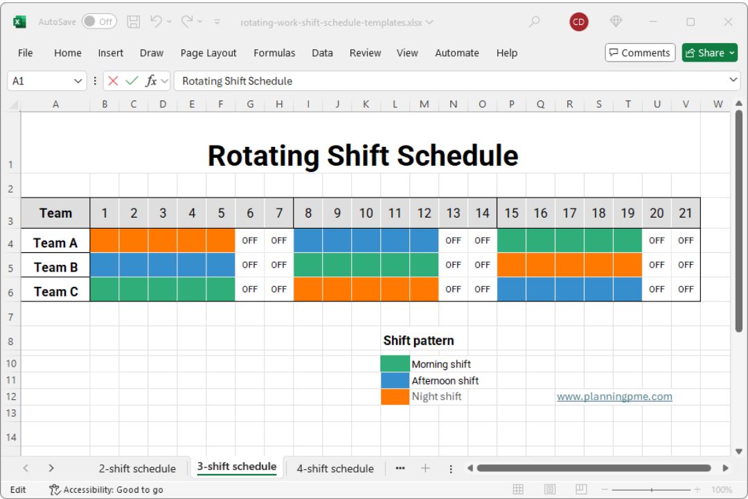 Download templates for rotating work shift schedule