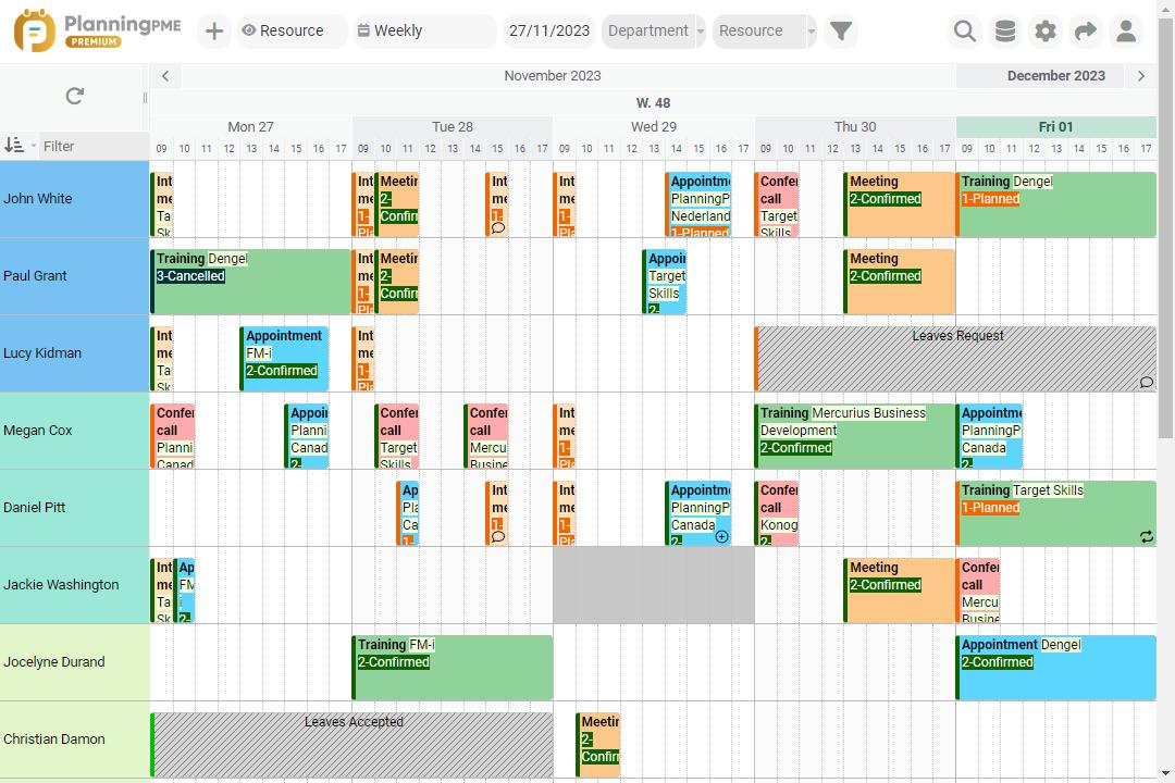 Schedule interface