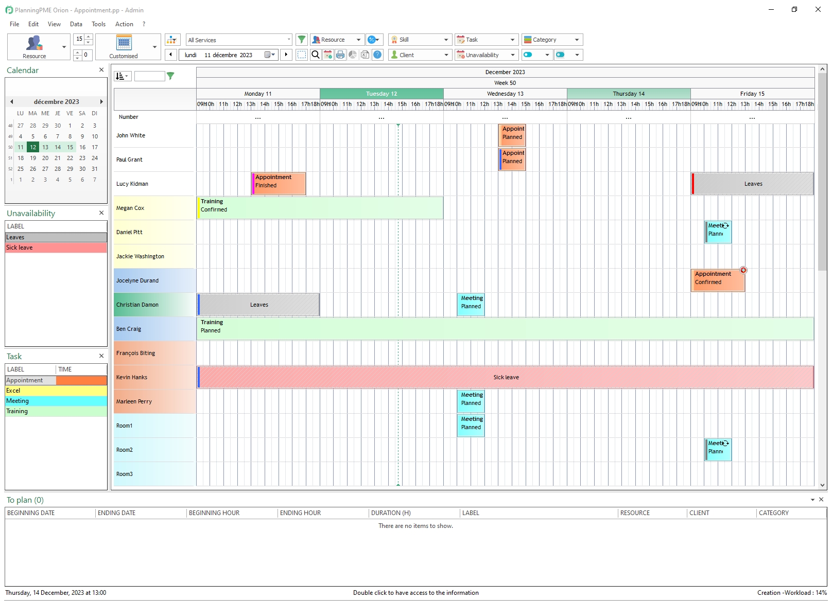 Schedule interface