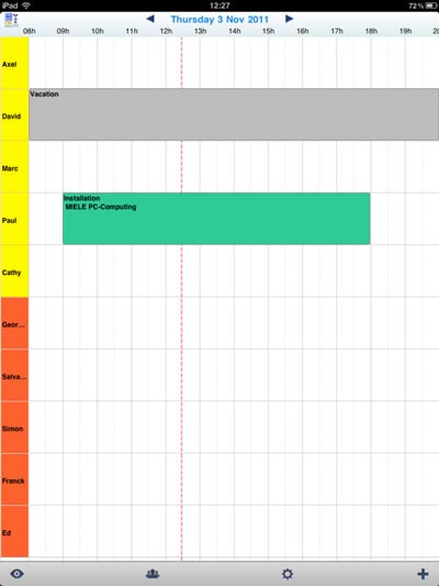 daily schedule in PlanningPME Mobile