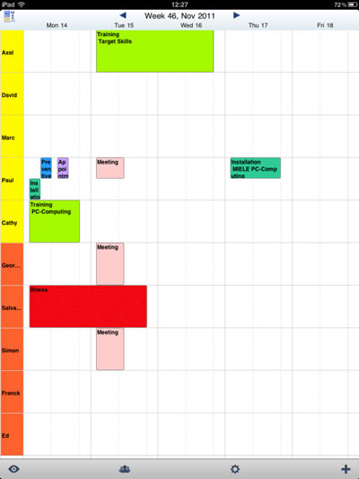 weekly schedule in PlanningPME Mobile
