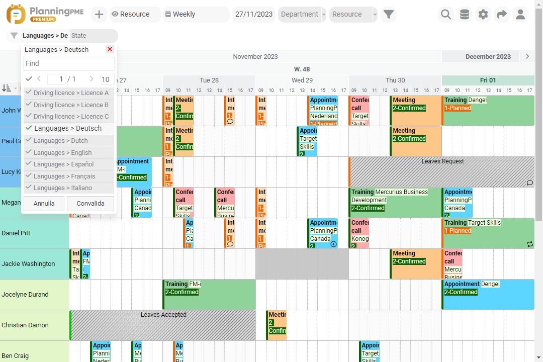 Scheduling filters