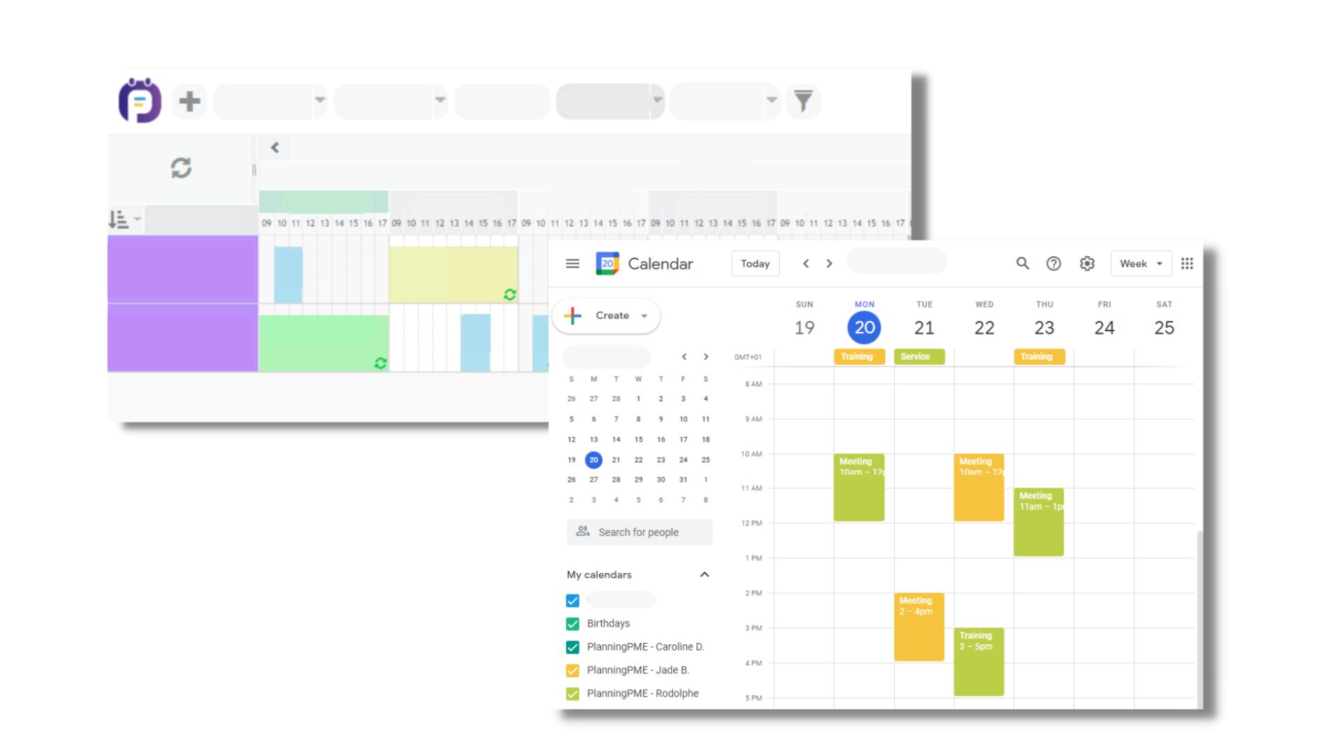 Synchronisation of PlanningPME and Google Calendar software
