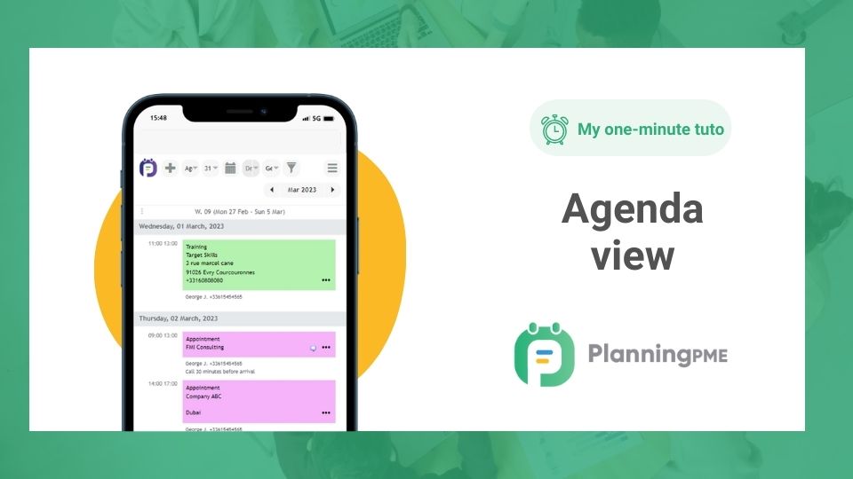 Agenda view, optimised for smartphones