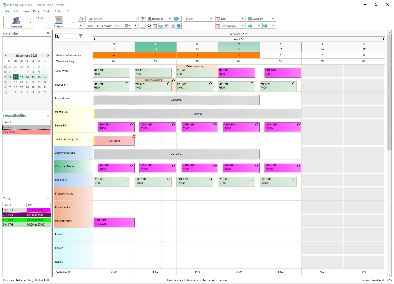 Creation and visualisation of a task